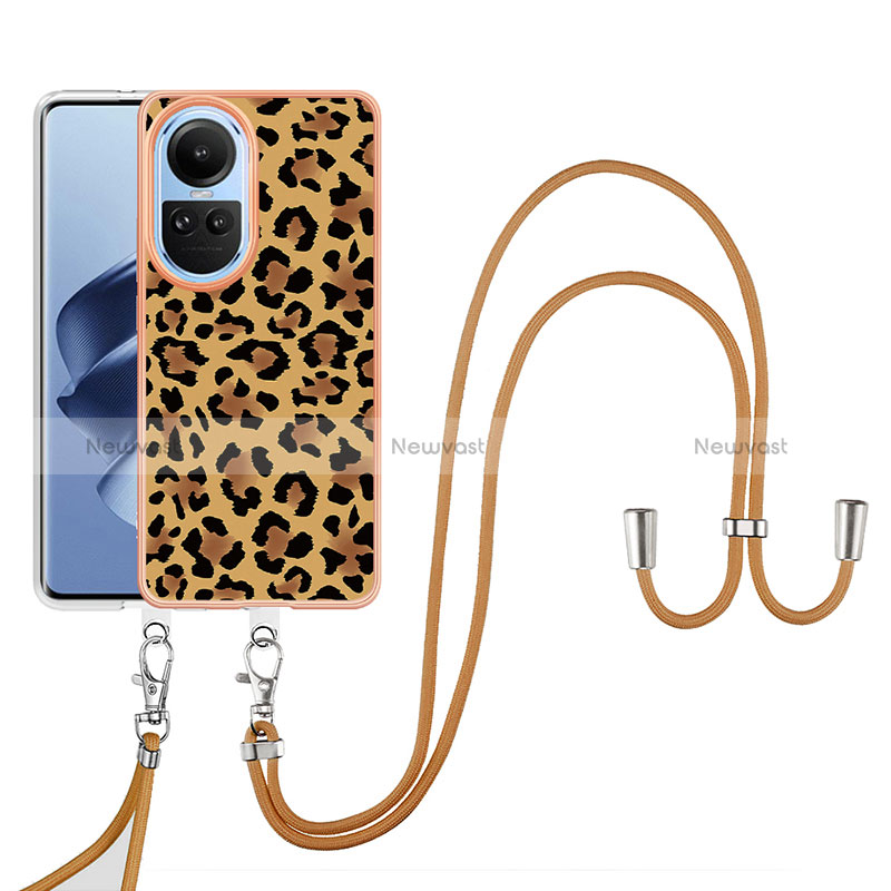 Silicone Candy Rubber Gel Fashionable Pattern Soft Case Cover with Lanyard Strap YB8 for Oppo Reno10 5G