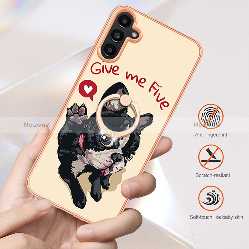 Silicone Candy Rubber Gel Fashionable Pattern Soft Case Cover with Lanyard Strap YB8 for Samsung Galaxy M44 5G