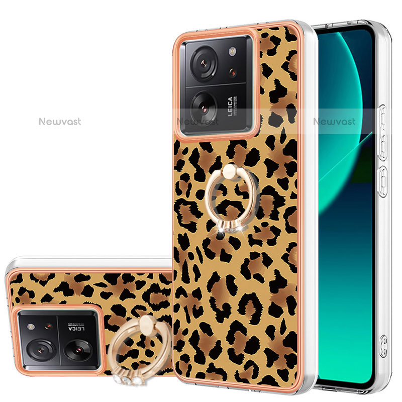 Silicone Candy Rubber Gel Fashionable Pattern Soft Case Cover with Lanyard Strap YB8 for Xiaomi Redmi K60 Ultra 5G Brown