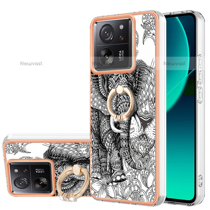 Silicone Candy Rubber Gel Fashionable Pattern Soft Case Cover with Lanyard Strap YB8 for Xiaomi Redmi K60 Ultra 5G Gray