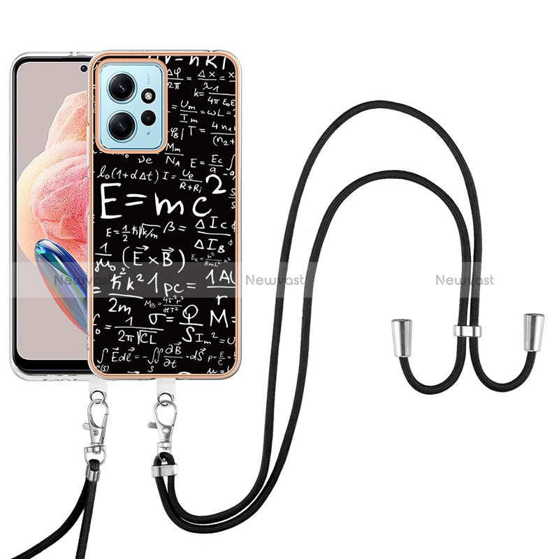 Silicone Candy Rubber Gel Fashionable Pattern Soft Case Cover with Lanyard Strap YB8 for Xiaomi Redmi Note 12 4G Mixed