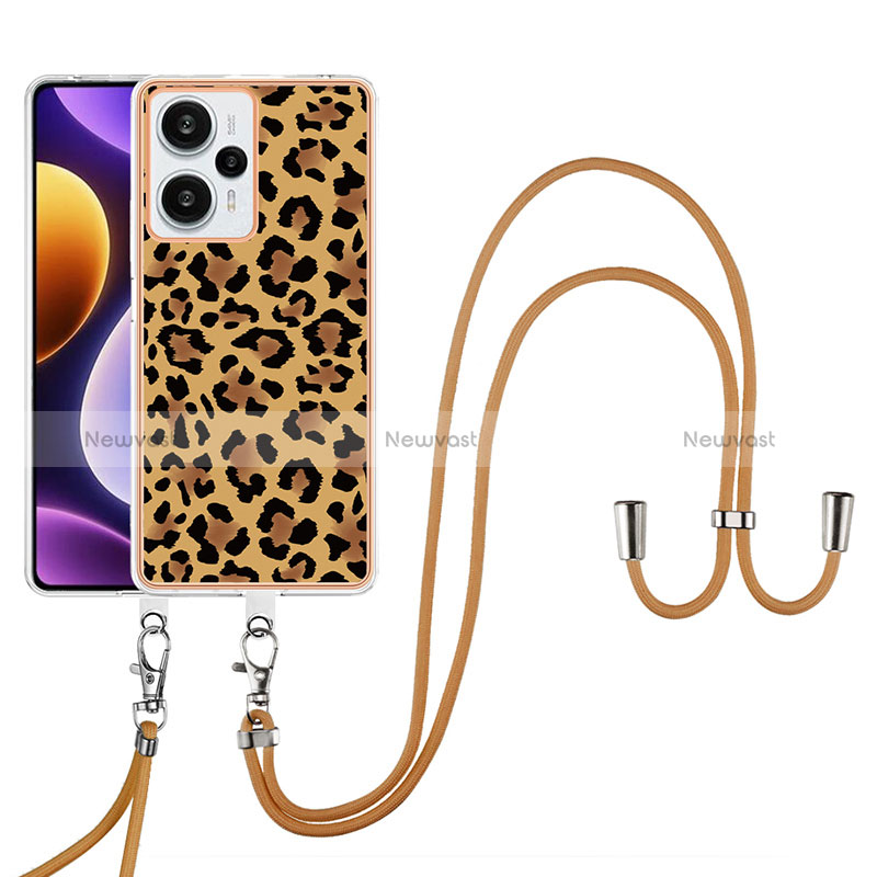 Silicone Candy Rubber Gel Fashionable Pattern Soft Case Cover with Lanyard Strap YB8 for Xiaomi Redmi Note 12 Turbo 5G