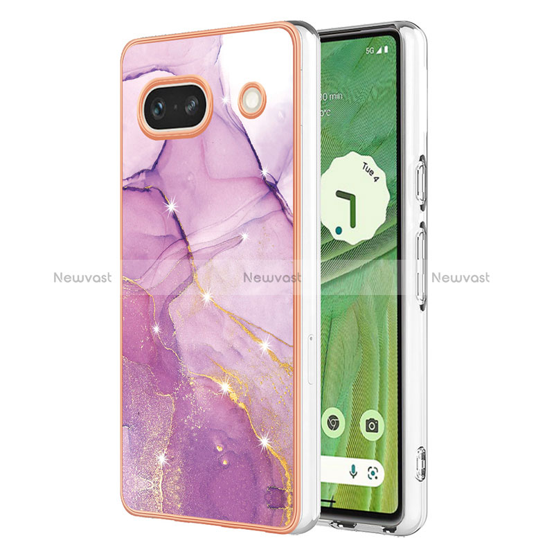 Silicone Candy Rubber Gel Fashionable Pattern Soft Case Cover Y01B for Google Pixel 7a 5G Clove Purple