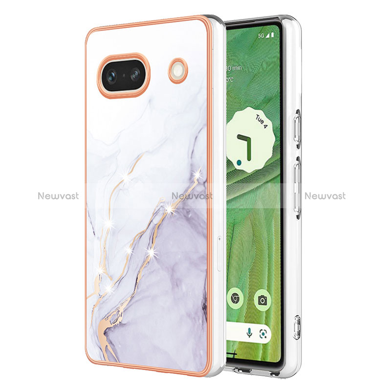 Silicone Candy Rubber Gel Fashionable Pattern Soft Case Cover Y01B for Google Pixel 7a 5G White