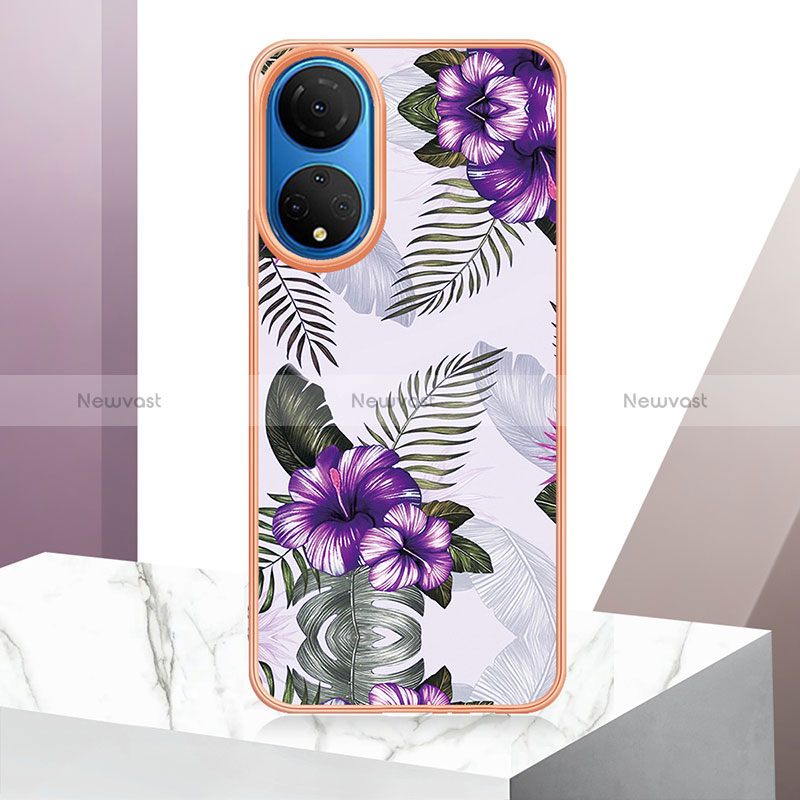 Silicone Candy Rubber Gel Fashionable Pattern Soft Case Cover Y01B for Huawei Honor X7 Purple