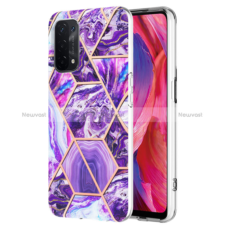 Silicone Candy Rubber Gel Fashionable Pattern Soft Case Cover Y01B for Oppo A74 5G Purple