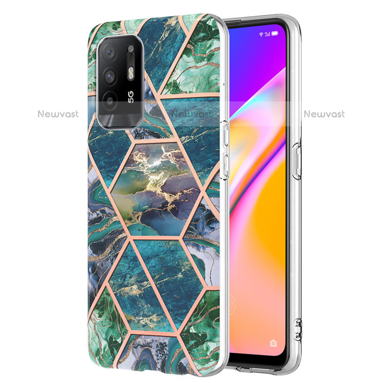 Silicone Candy Rubber Gel Fashionable Pattern Soft Case Cover Y01B for Oppo A94 5G Midnight Green