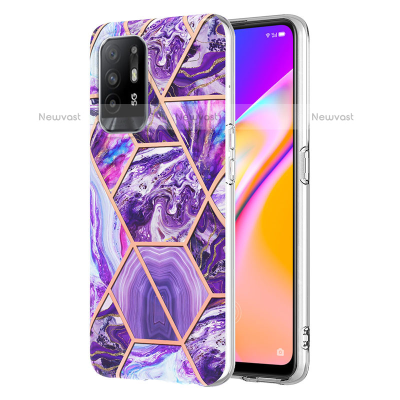Silicone Candy Rubber Gel Fashionable Pattern Soft Case Cover Y01B for Oppo A94 5G Purple