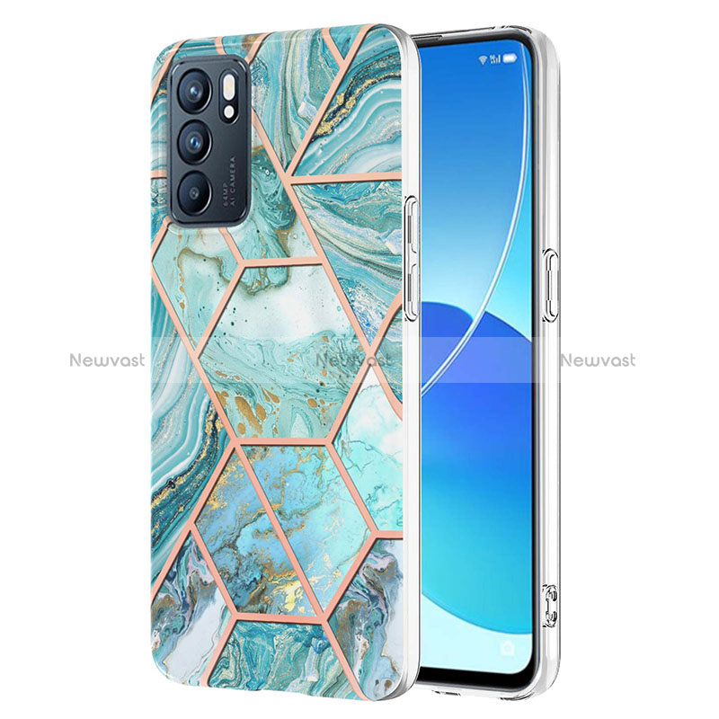 Silicone Candy Rubber Gel Fashionable Pattern Soft Case Cover Y01B for Oppo Reno6 5G Matcha Green