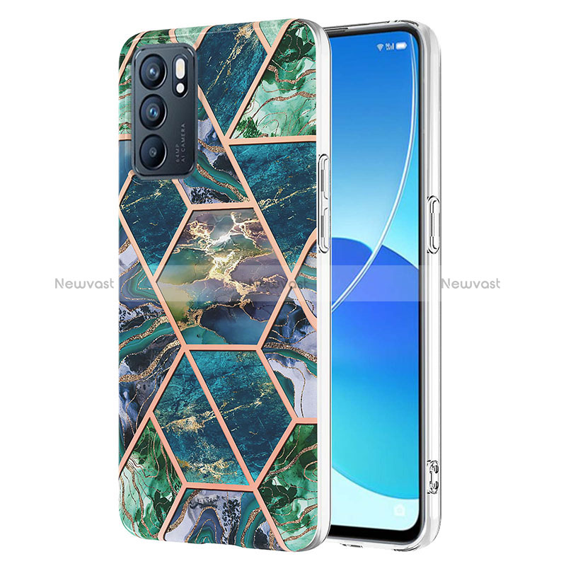 Silicone Candy Rubber Gel Fashionable Pattern Soft Case Cover Y01B for Oppo Reno6 5G Midnight Green