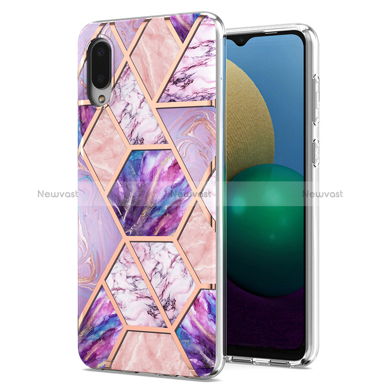 Silicone Candy Rubber Gel Fashionable Pattern Soft Case Cover Y01B for Samsung Galaxy A02 Clove Purple