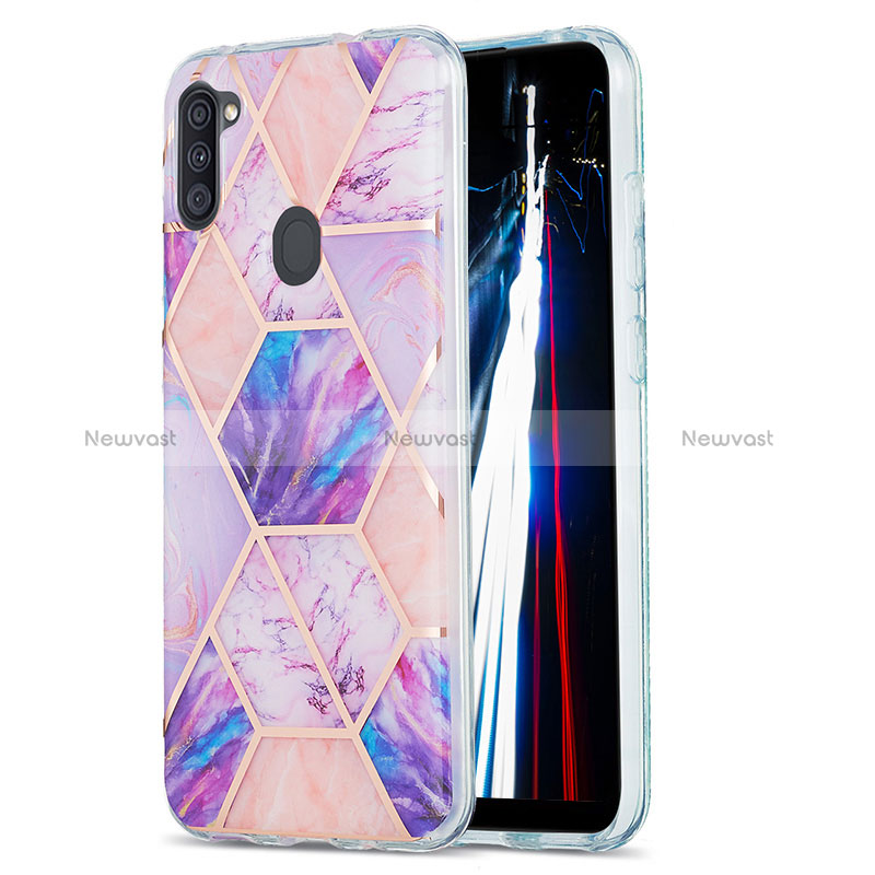 Silicone Candy Rubber Gel Fashionable Pattern Soft Case Cover Y01B for Samsung Galaxy A11 Clove Purple