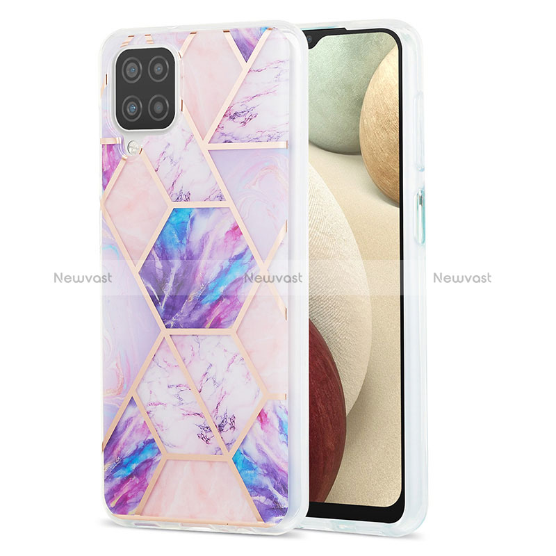 Silicone Candy Rubber Gel Fashionable Pattern Soft Case Cover Y01B for Samsung Galaxy A12 5G Clove Purple
