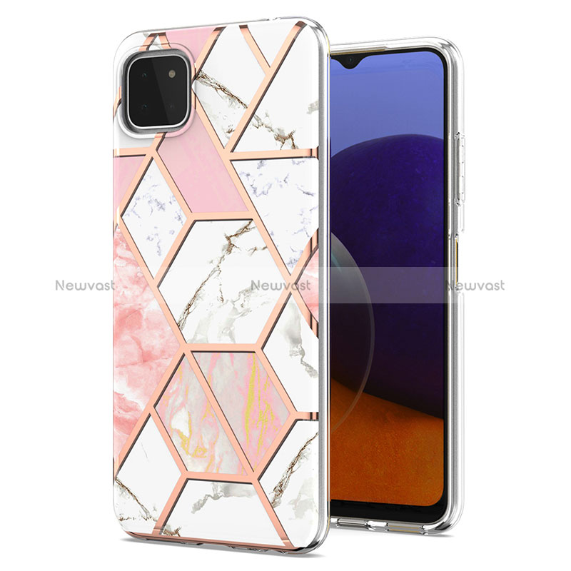 Silicone Candy Rubber Gel Fashionable Pattern Soft Case Cover Y01B for Samsung Galaxy A22 5G Pink