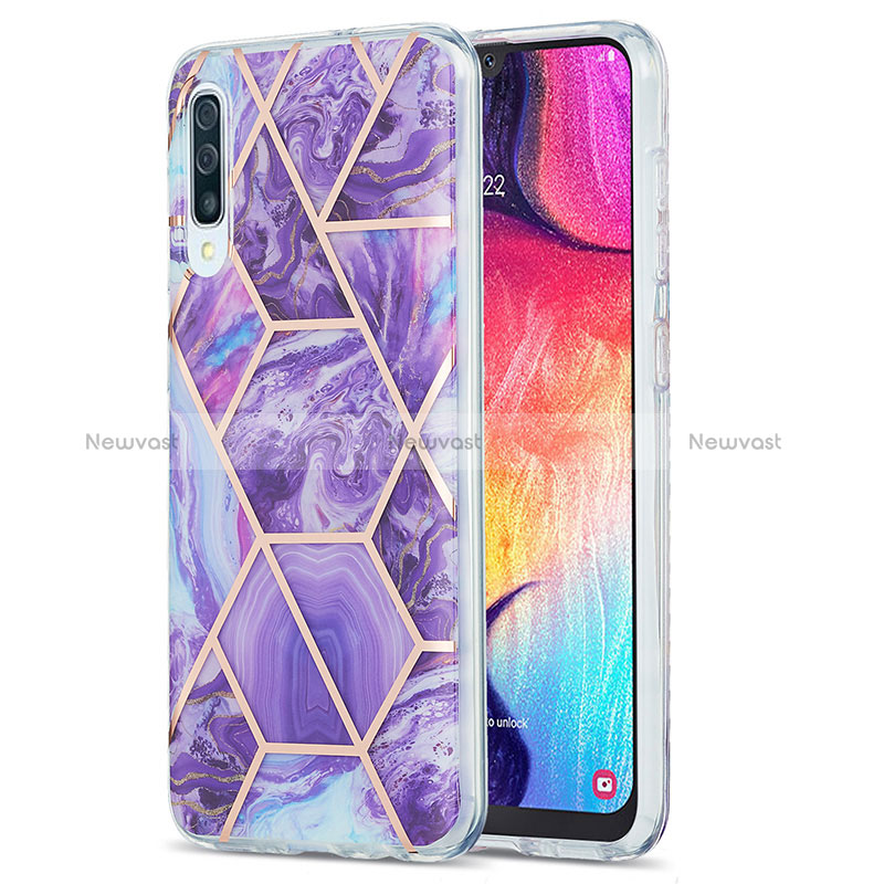 Silicone Candy Rubber Gel Fashionable Pattern Soft Case Cover Y01B for Samsung Galaxy A30S Purple