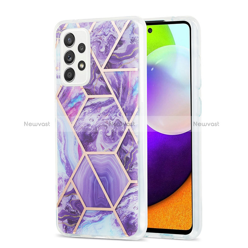 Silicone Candy Rubber Gel Fashionable Pattern Soft Case Cover Y01B for Samsung Galaxy A52 4G Purple