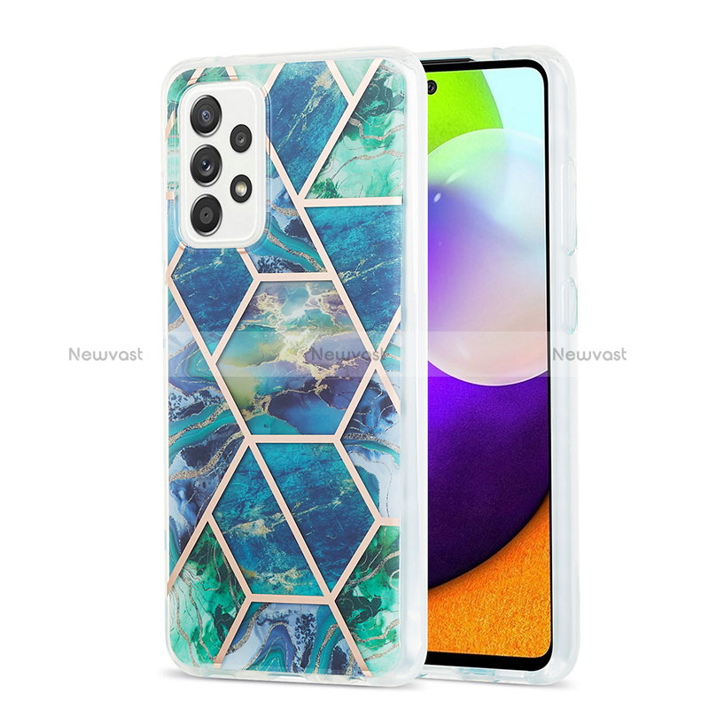 Silicone Candy Rubber Gel Fashionable Pattern Soft Case Cover Y01B for Samsung Galaxy A52 5G Midnight Green