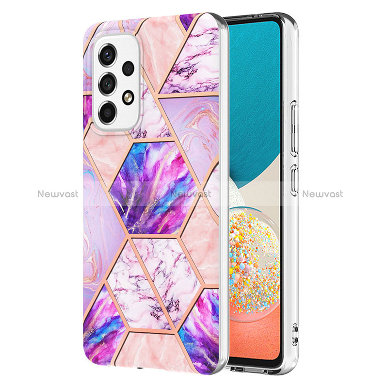 Silicone Candy Rubber Gel Fashionable Pattern Soft Case Cover Y01B for Samsung Galaxy A53 5G Clove Purple