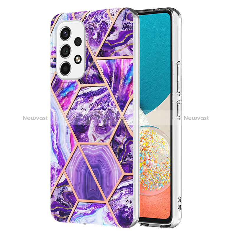 Silicone Candy Rubber Gel Fashionable Pattern Soft Case Cover Y01B for Samsung Galaxy A53 5G Purple