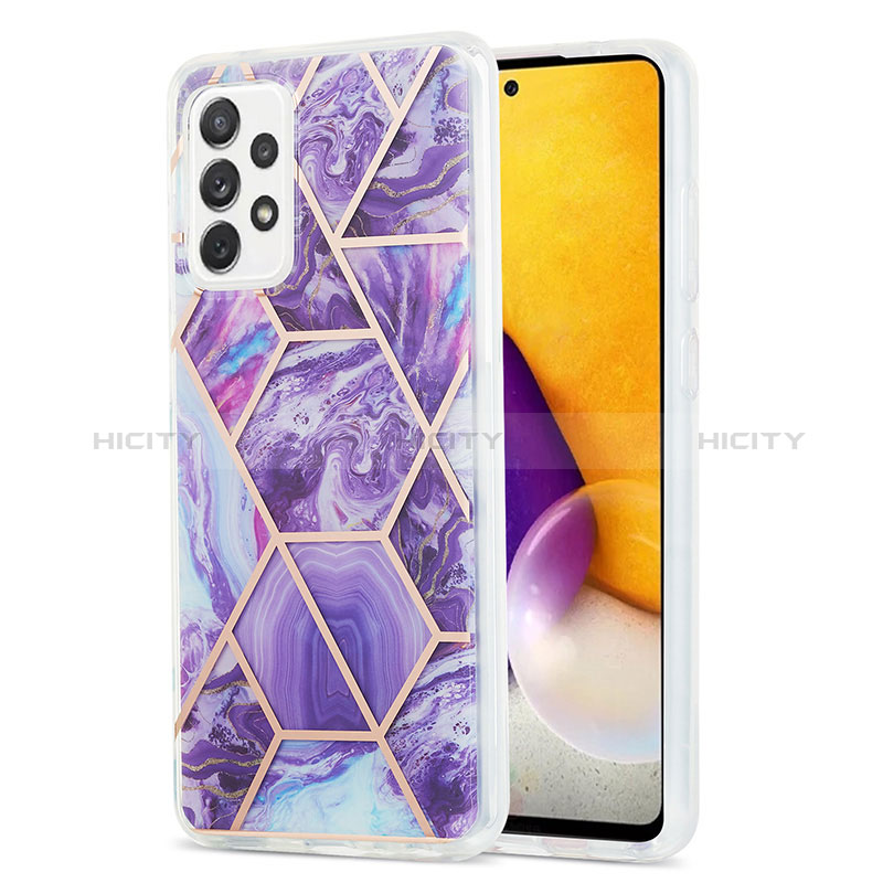 Silicone Candy Rubber Gel Fashionable Pattern Soft Case Cover Y01B for Samsung Galaxy A72 4G Purple