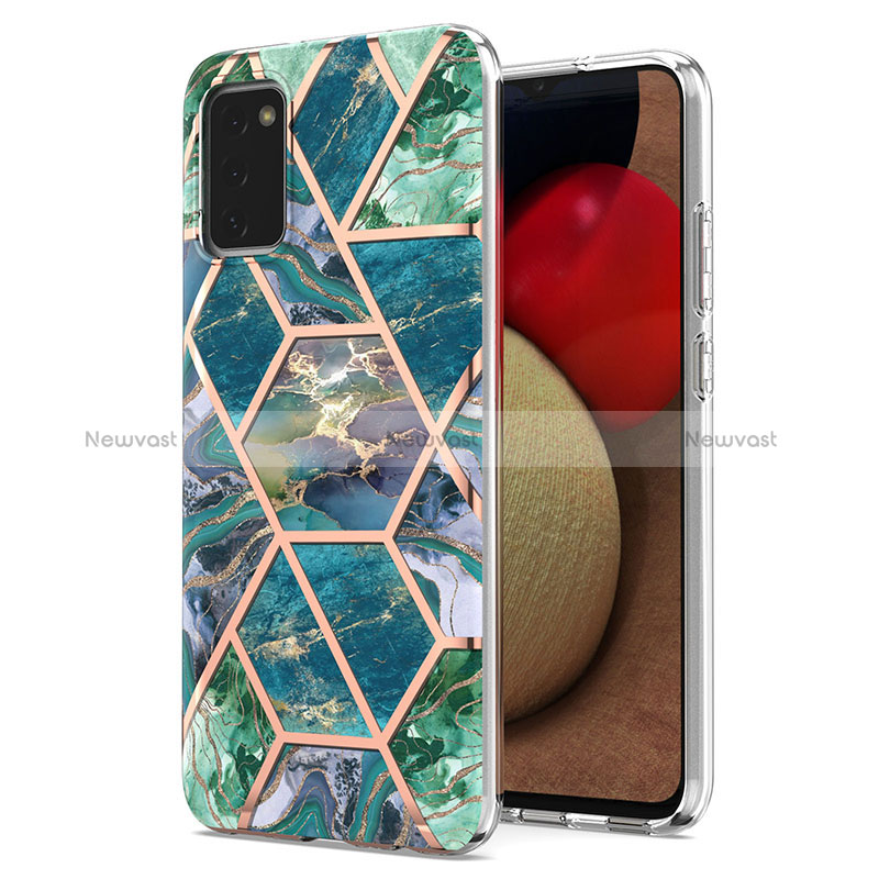 Silicone Candy Rubber Gel Fashionable Pattern Soft Case Cover Y01B for Samsung Galaxy M02s Midnight Green