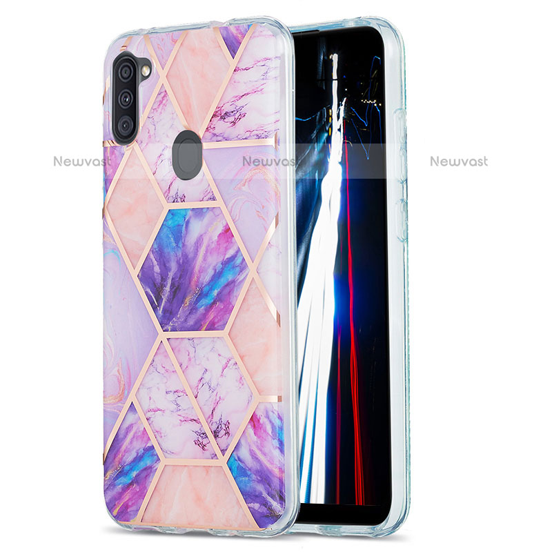 Silicone Candy Rubber Gel Fashionable Pattern Soft Case Cover Y01B for Samsung Galaxy M11 Clove Purple