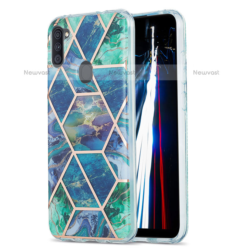 Silicone Candy Rubber Gel Fashionable Pattern Soft Case Cover Y01B for Samsung Galaxy M11 Midnight Green