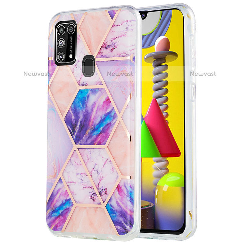 Silicone Candy Rubber Gel Fashionable Pattern Soft Case Cover Y01B for Samsung Galaxy M31 Clove Purple