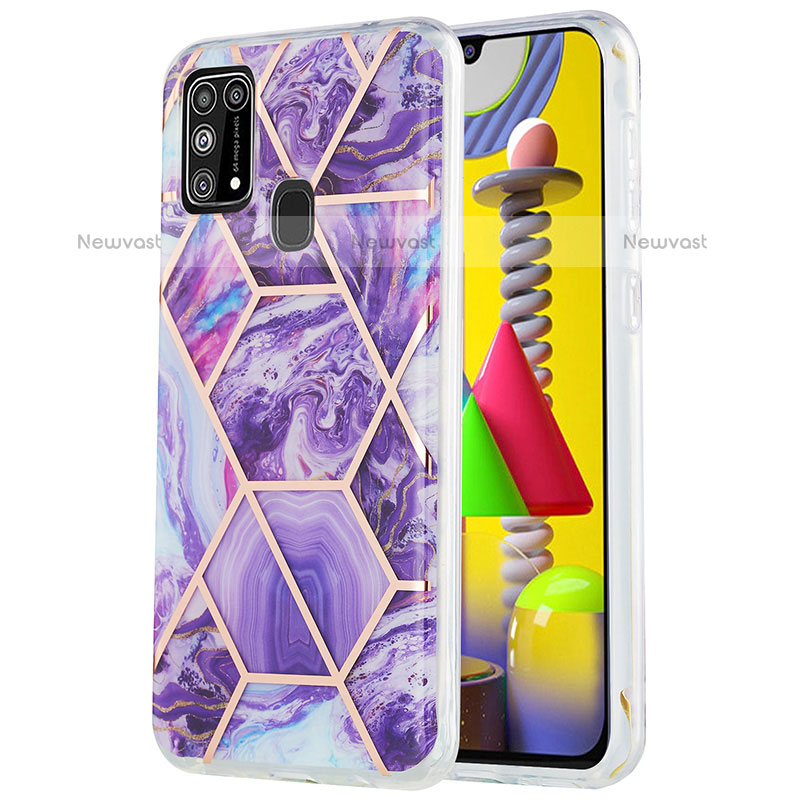 Silicone Candy Rubber Gel Fashionable Pattern Soft Case Cover Y01B for Samsung Galaxy M31 Purple