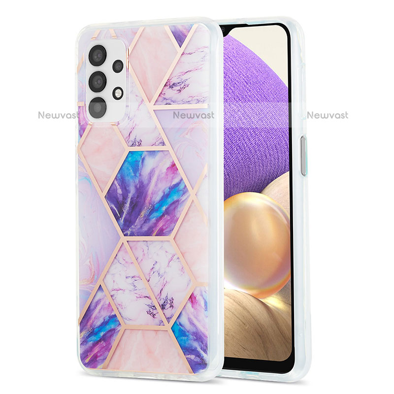 Silicone Candy Rubber Gel Fashionable Pattern Soft Case Cover Y01B for Samsung Galaxy M32 5G Clove Purple