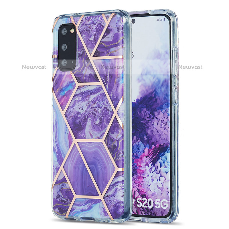 Silicone Candy Rubber Gel Fashionable Pattern Soft Case Cover Y01B for Samsung Galaxy S20 5G Purple