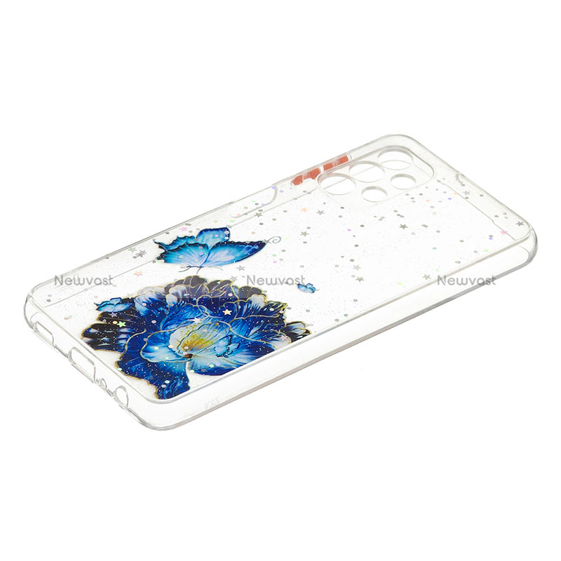 Silicone Candy Rubber Gel Fashionable Pattern Soft Case Cover Y01X for Samsung Galaxy A32 4G Blue