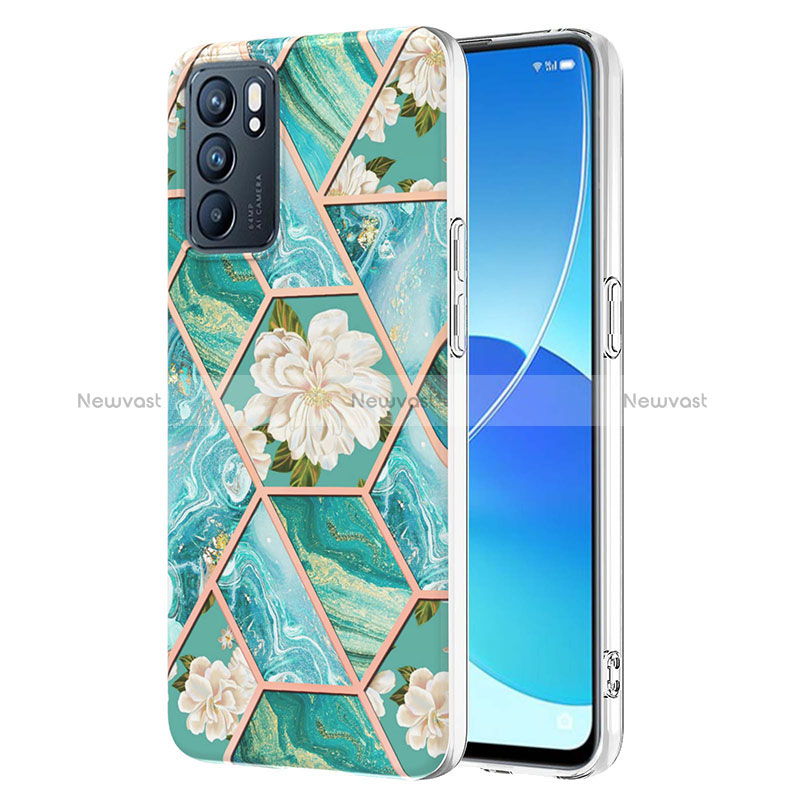 Silicone Candy Rubber Gel Fashionable Pattern Soft Case Cover Y02B for Oppo Reno6 5G Green