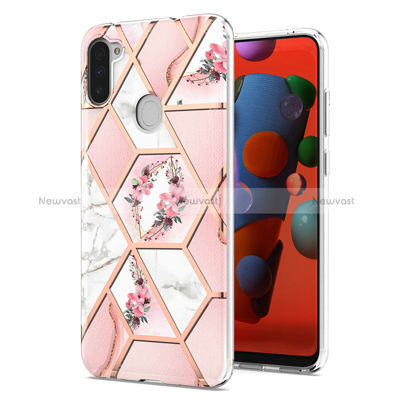 Silicone Candy Rubber Gel Fashionable Pattern Soft Case Cover Y02B for Samsung Galaxy A11 Pink