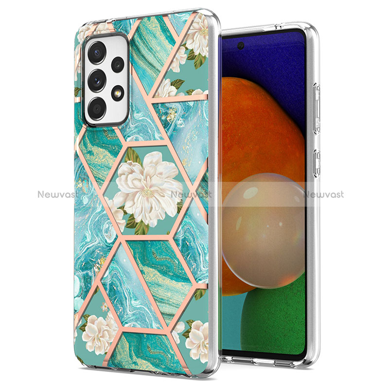 Silicone Candy Rubber Gel Fashionable Pattern Soft Case Cover Y02B for Samsung Galaxy A52 4G Green