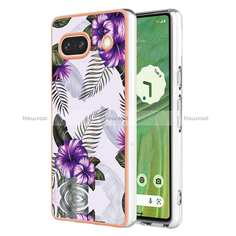 Silicone Candy Rubber Gel Fashionable Pattern Soft Case Cover Y03B for Google Pixel 7a 5G Purple