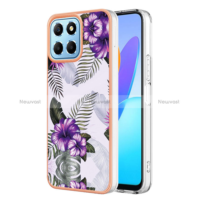 Silicone Candy Rubber Gel Fashionable Pattern Soft Case Cover Y03B for Huawei Honor X8 5G Purple