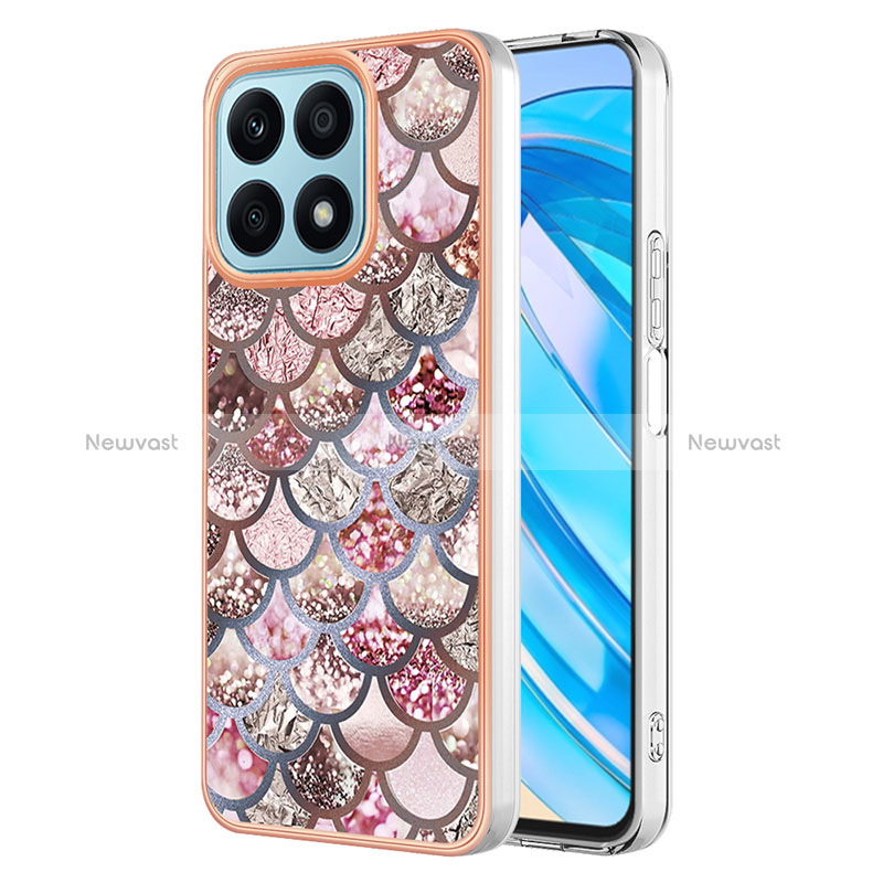 Silicone Candy Rubber Gel Fashionable Pattern Soft Case Cover Y03B for Huawei Honor X8a 4G Brown