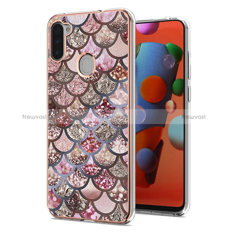 Silicone Candy Rubber Gel Fashionable Pattern Soft Case Cover Y03B for Samsung Galaxy A11 Brown