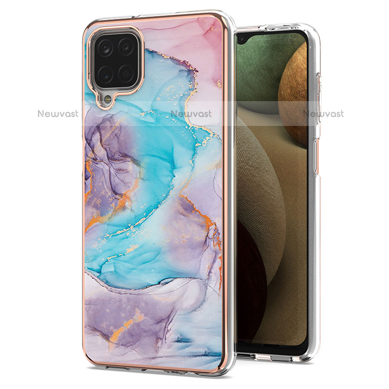 Silicone Candy Rubber Gel Fashionable Pattern Soft Case Cover Y03B for Samsung Galaxy A12 Blue