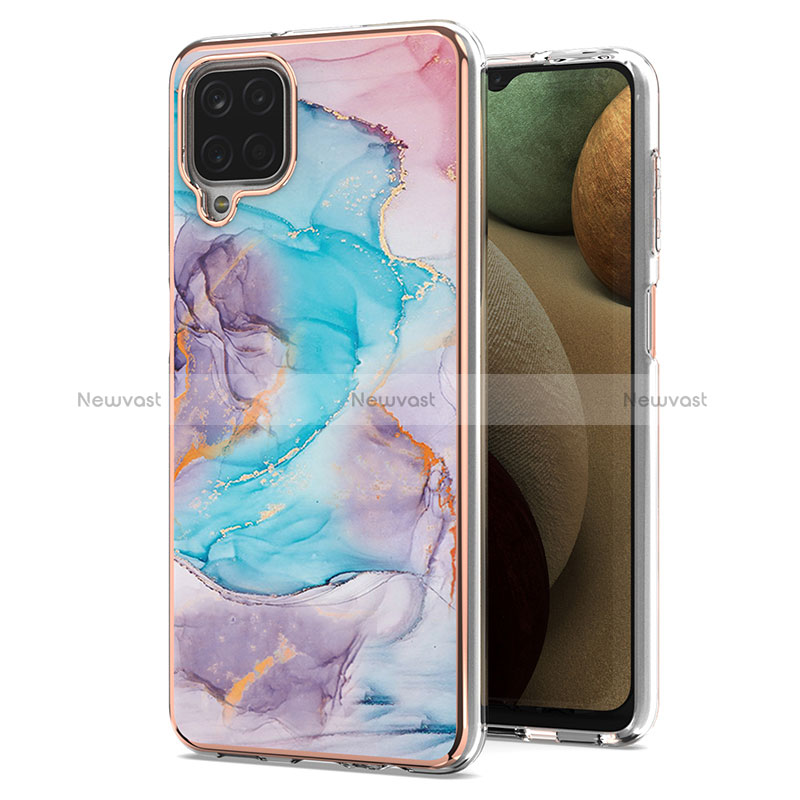 Silicone Candy Rubber Gel Fashionable Pattern Soft Case Cover Y03B for Samsung Galaxy A12 Nacho Blue