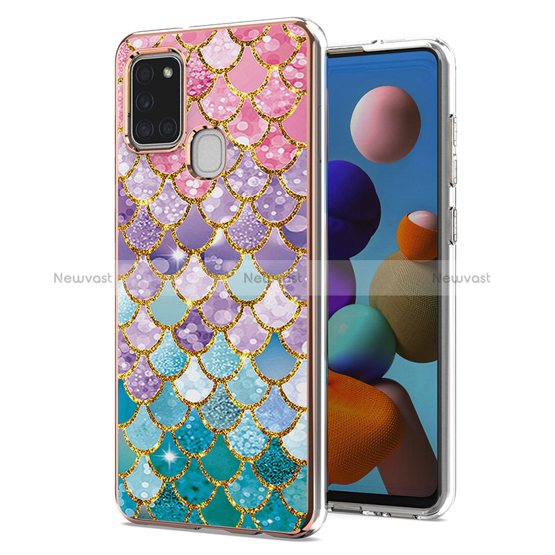 Silicone Candy Rubber Gel Fashionable Pattern Soft Case Cover Y03B for Samsung Galaxy A21s Colorful