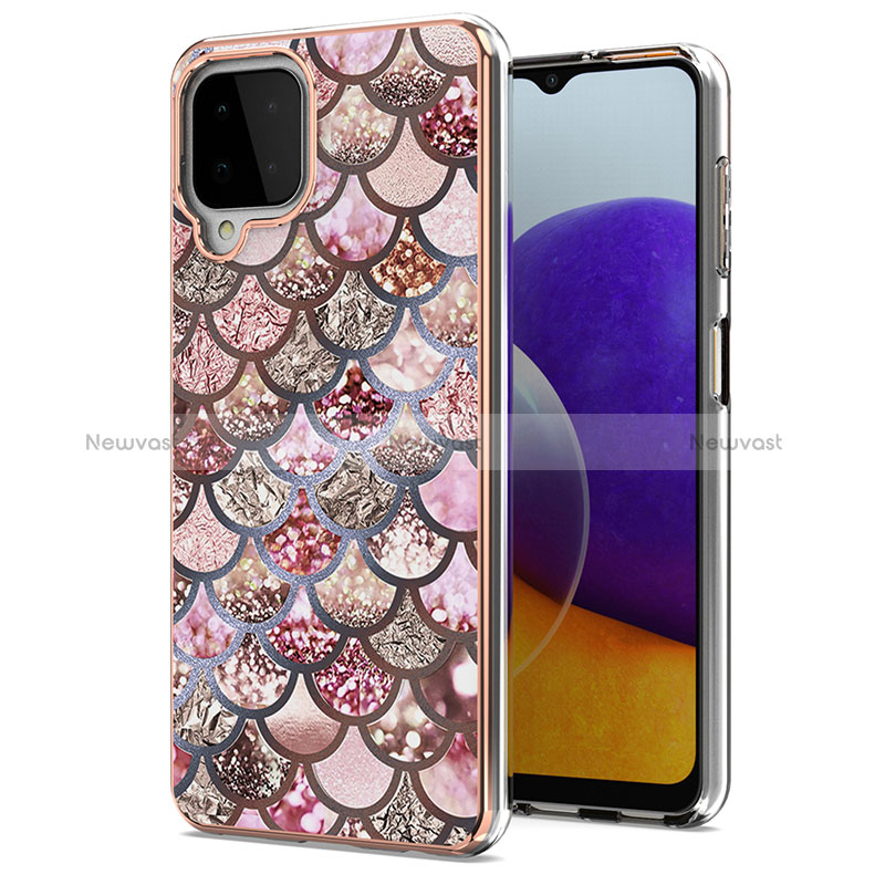 Silicone Candy Rubber Gel Fashionable Pattern Soft Case Cover Y03B for Samsung Galaxy A22 4G Brown