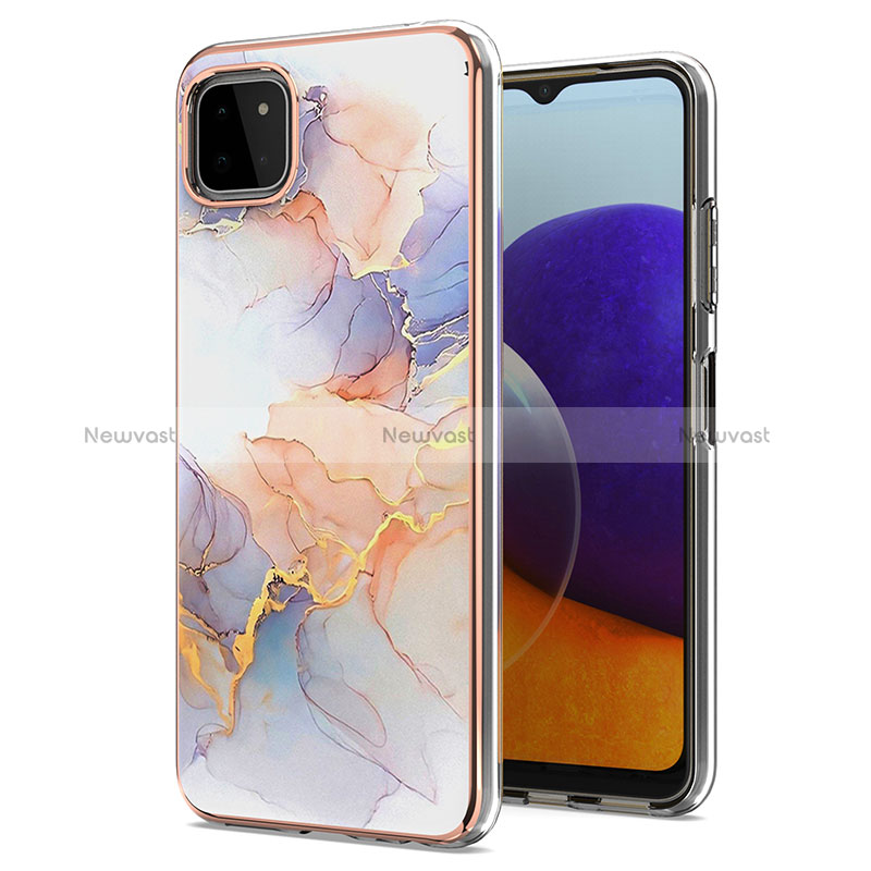 Silicone Candy Rubber Gel Fashionable Pattern Soft Case Cover Y03B for Samsung Galaxy A22 5G Clove Purple