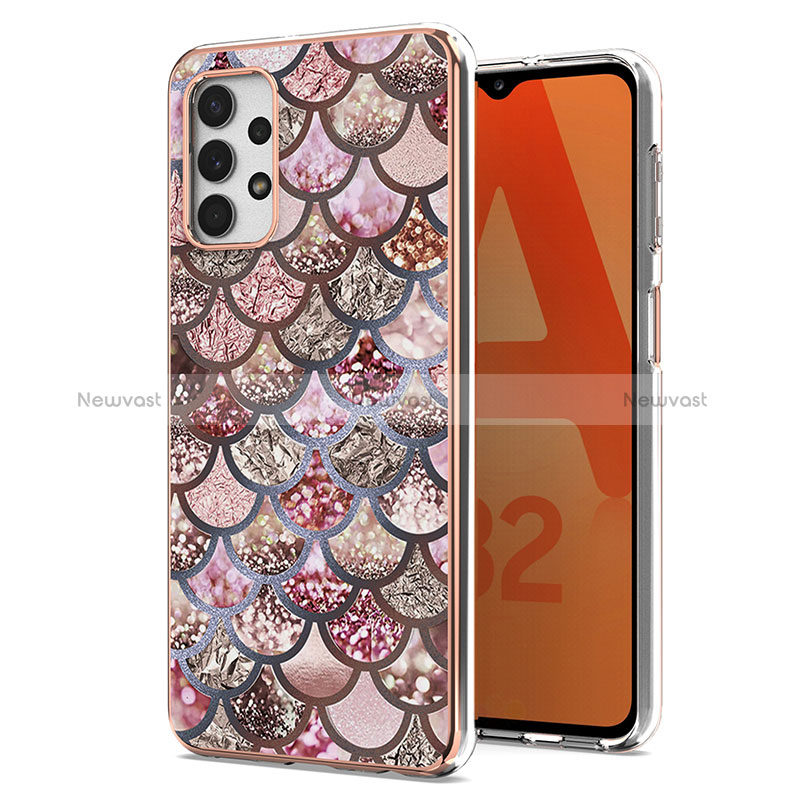 Silicone Candy Rubber Gel Fashionable Pattern Soft Case Cover Y03B for Samsung Galaxy A32 4G Brown