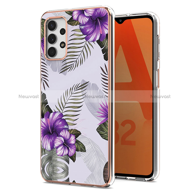 Silicone Candy Rubber Gel Fashionable Pattern Soft Case Cover Y03B for Samsung Galaxy A32 4G Purple