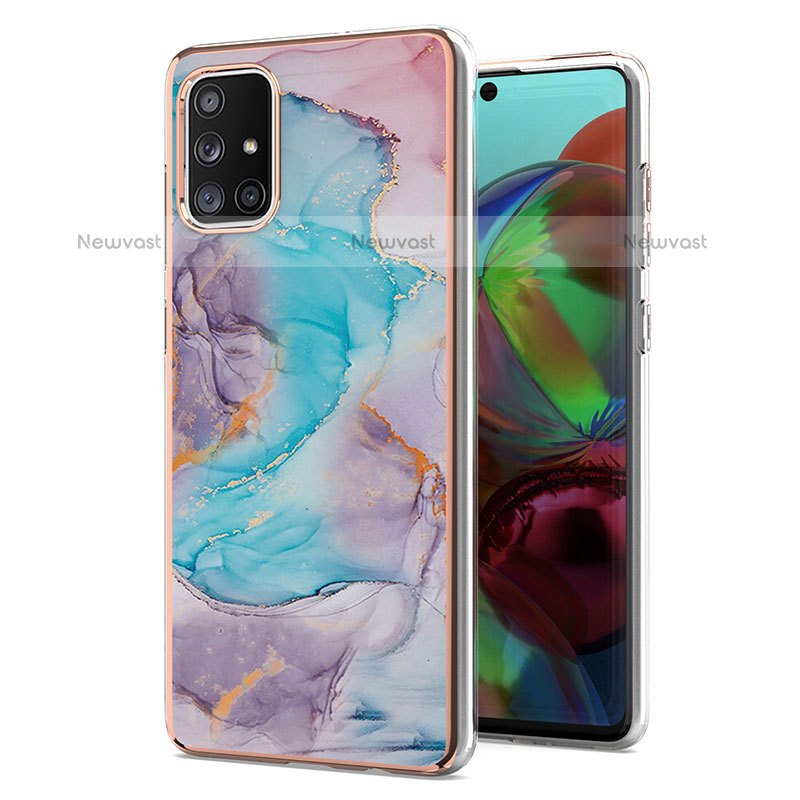 Silicone Candy Rubber Gel Fashionable Pattern Soft Case Cover Y03B for Samsung Galaxy A71 4G A715 Blue