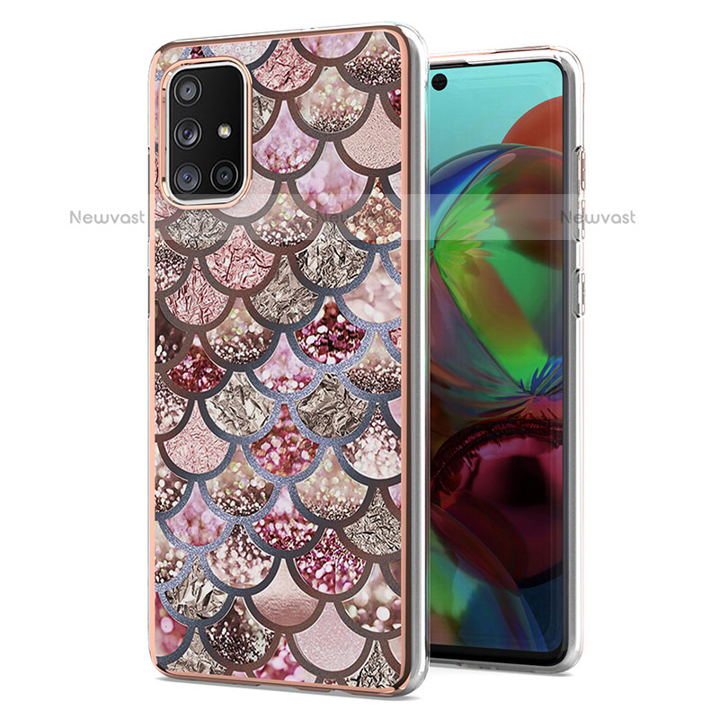 Silicone Candy Rubber Gel Fashionable Pattern Soft Case Cover Y03B for Samsung Galaxy A71 4G A715 Brown