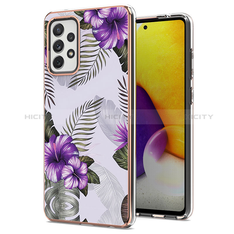 Silicone Candy Rubber Gel Fashionable Pattern Soft Case Cover Y03B for Samsung Galaxy A72 5G Purple