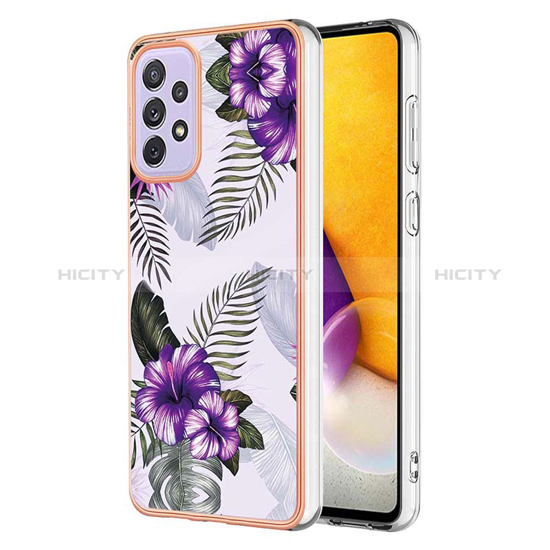 Silicone Candy Rubber Gel Fashionable Pattern Soft Case Cover Y03B for Samsung Galaxy A73 5G Purple